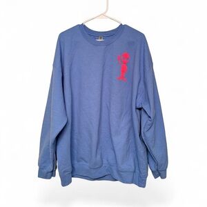 Gildan Martian Blue Sweater with Red Graphic
